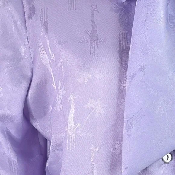 Vintage Purple Giraffe Print Satiny Secretary Blouse - Picture 2 of 7